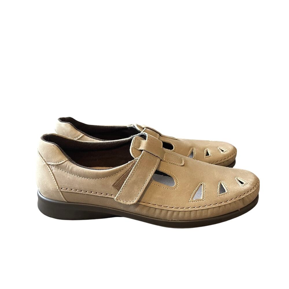 SAS 11 Roamer Slip On LEATHER Loafer Closed Toe COMFORT Ortho Shoes Beige NEW